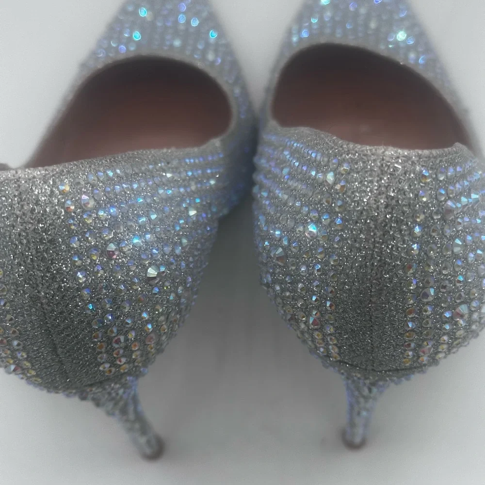 Sparkling Silver Elisabet Tang NEW STUNNING 5” Rhinestone Heels PERFECTION 8.5 M - Picture 8 of 16